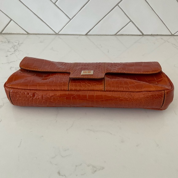 Kate Spade Vibrant Orange Embossed Clutch
